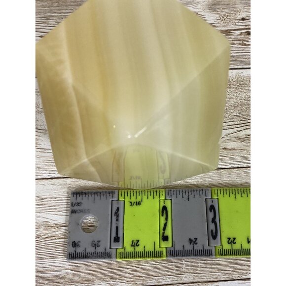 Onyx Paperweight Geometrical Tetradecagon Natural White Cream Brown Marbling Vtg - Picture 11 of 13